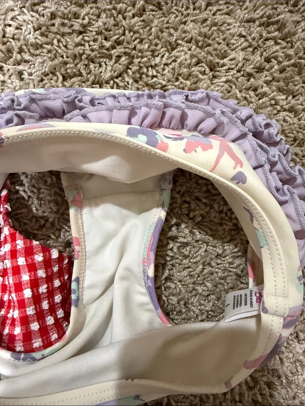 Girls Swim Set Bundle - Pink Palm, Red Gingham & Striped Tops